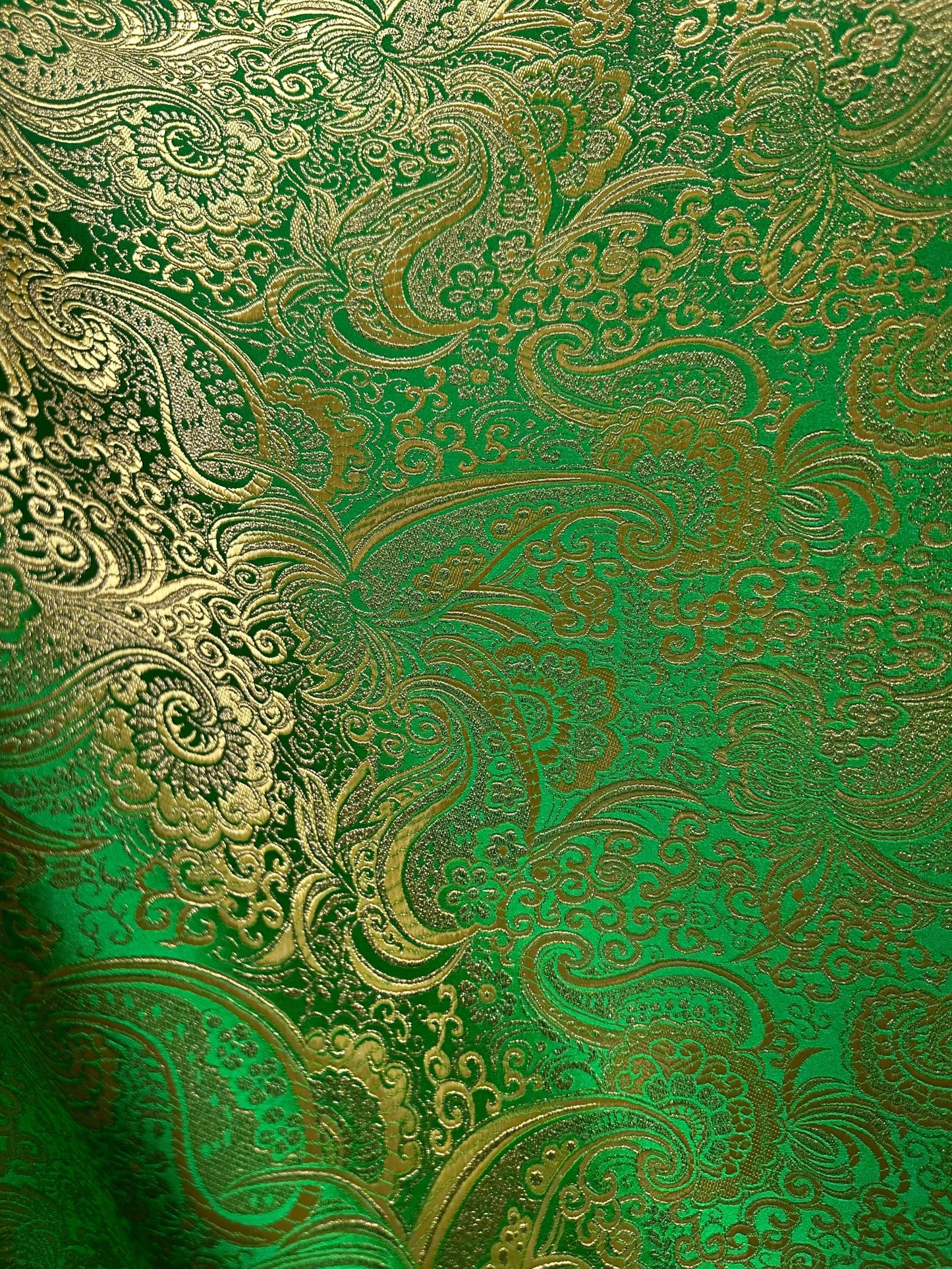 GREEN GOLD Metallic Paisley Brocade Fabric (60 in.) Sold By The Yard