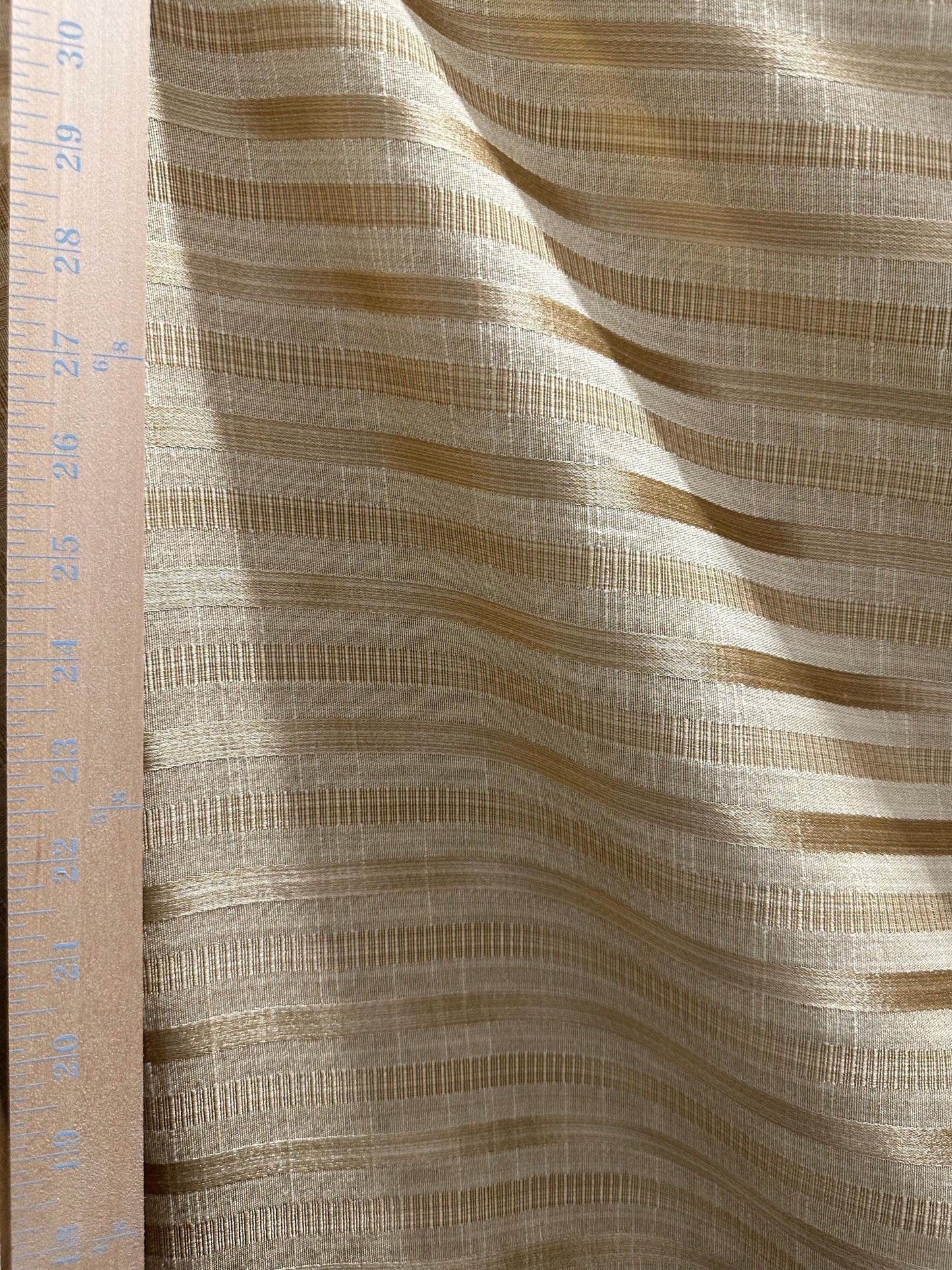 LIGHT GOLD Striped Brocade Upholstery Drapery Fabric (54 in.) Sold By The Yard