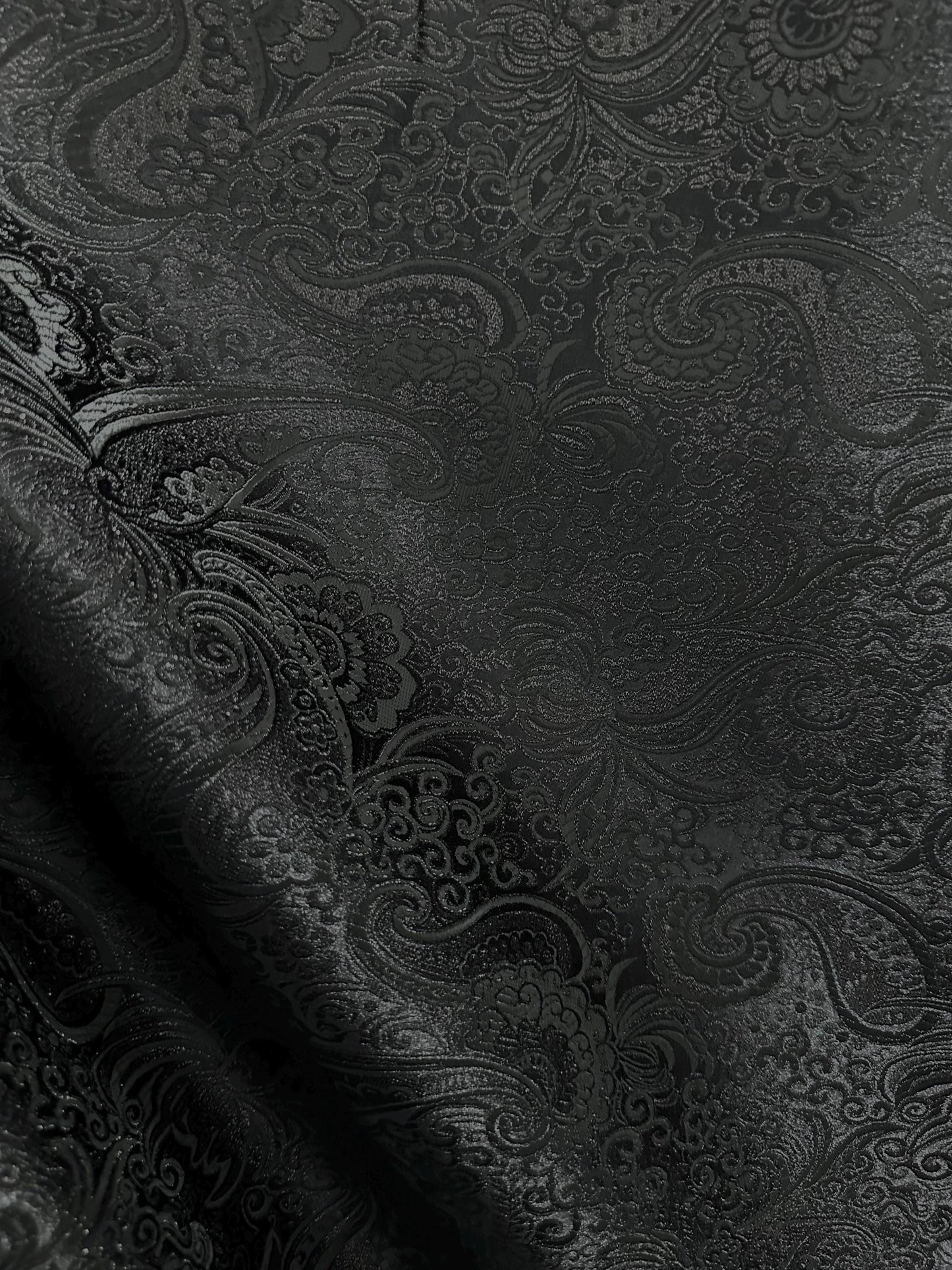 BLACK Metallic Paisley Brocade Fabric (60 in.) Sold By The Yard