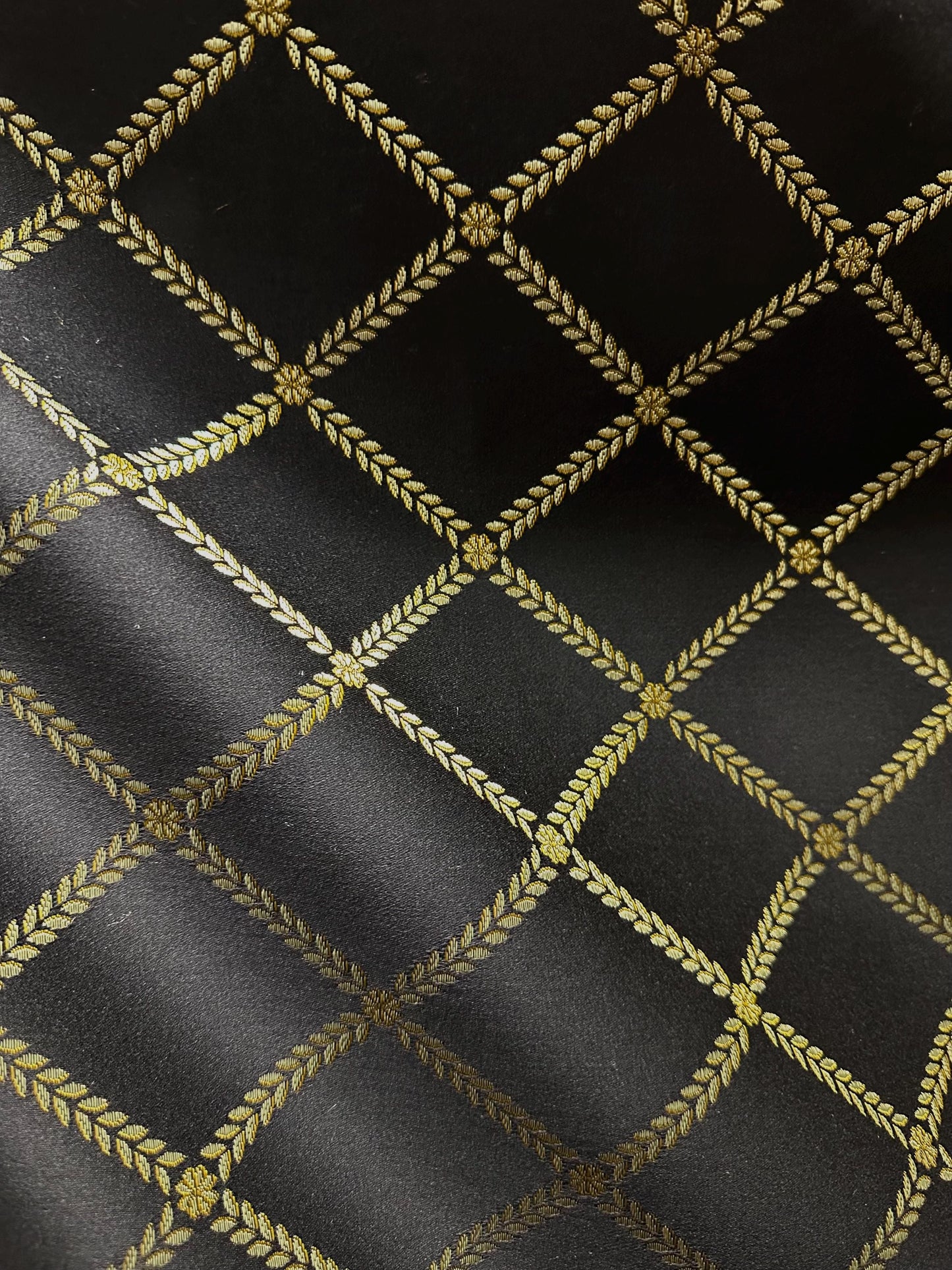 BLACK GOLD Diamond Upholstery Drapery Brocade Fabric (54 in.) Sold By The Yard