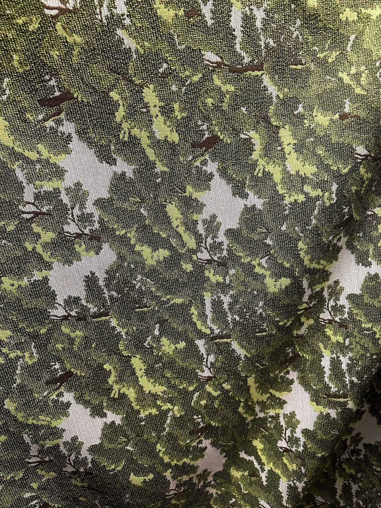 Green White Oak Trees Upholstery Brocade Fabric (54 in.) Sold By The Yard