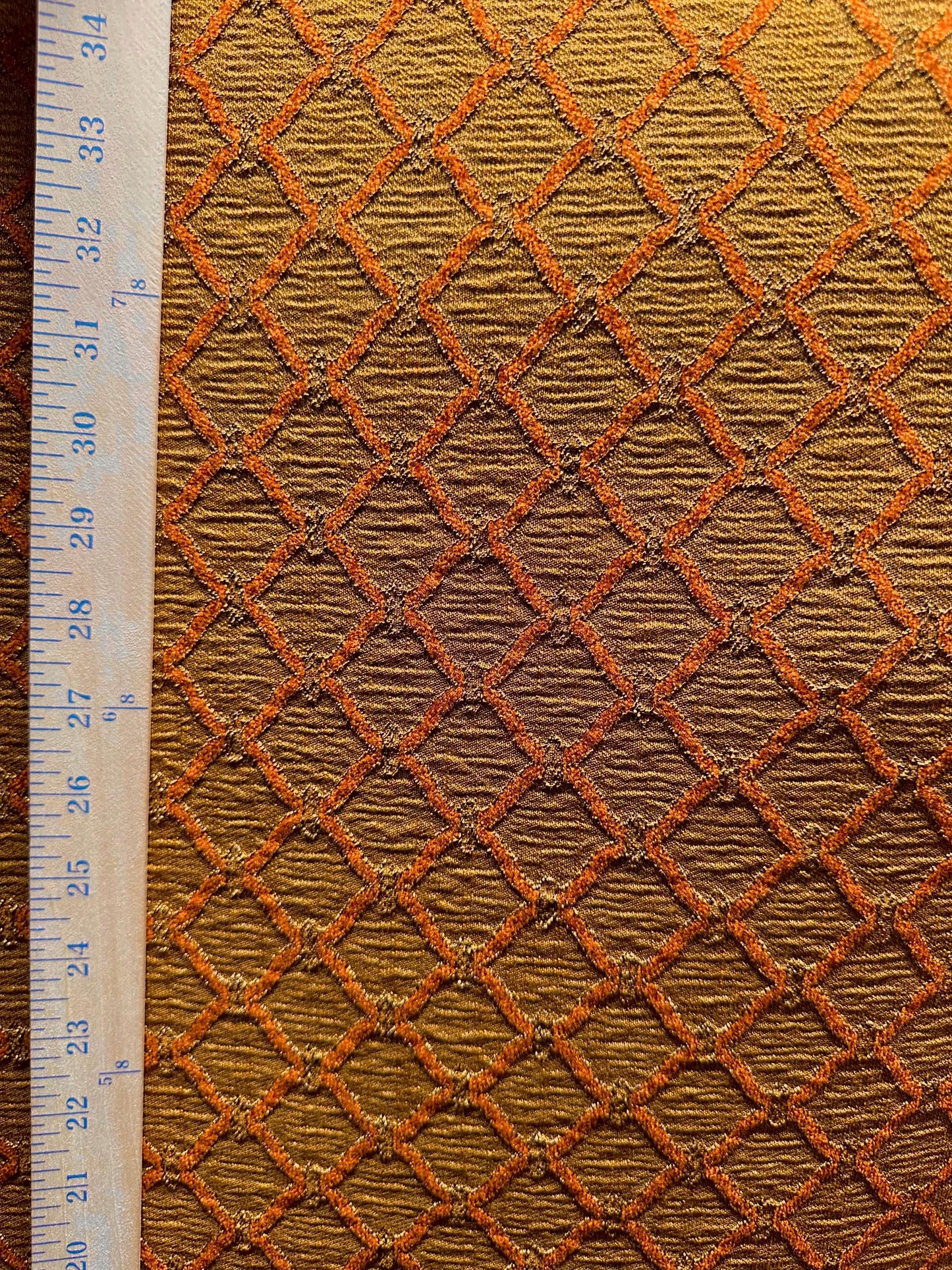 COPPER DARK GOLD Trellis Chenille Upholstery Brocade Fabric (54 in.) Sold By The Yard