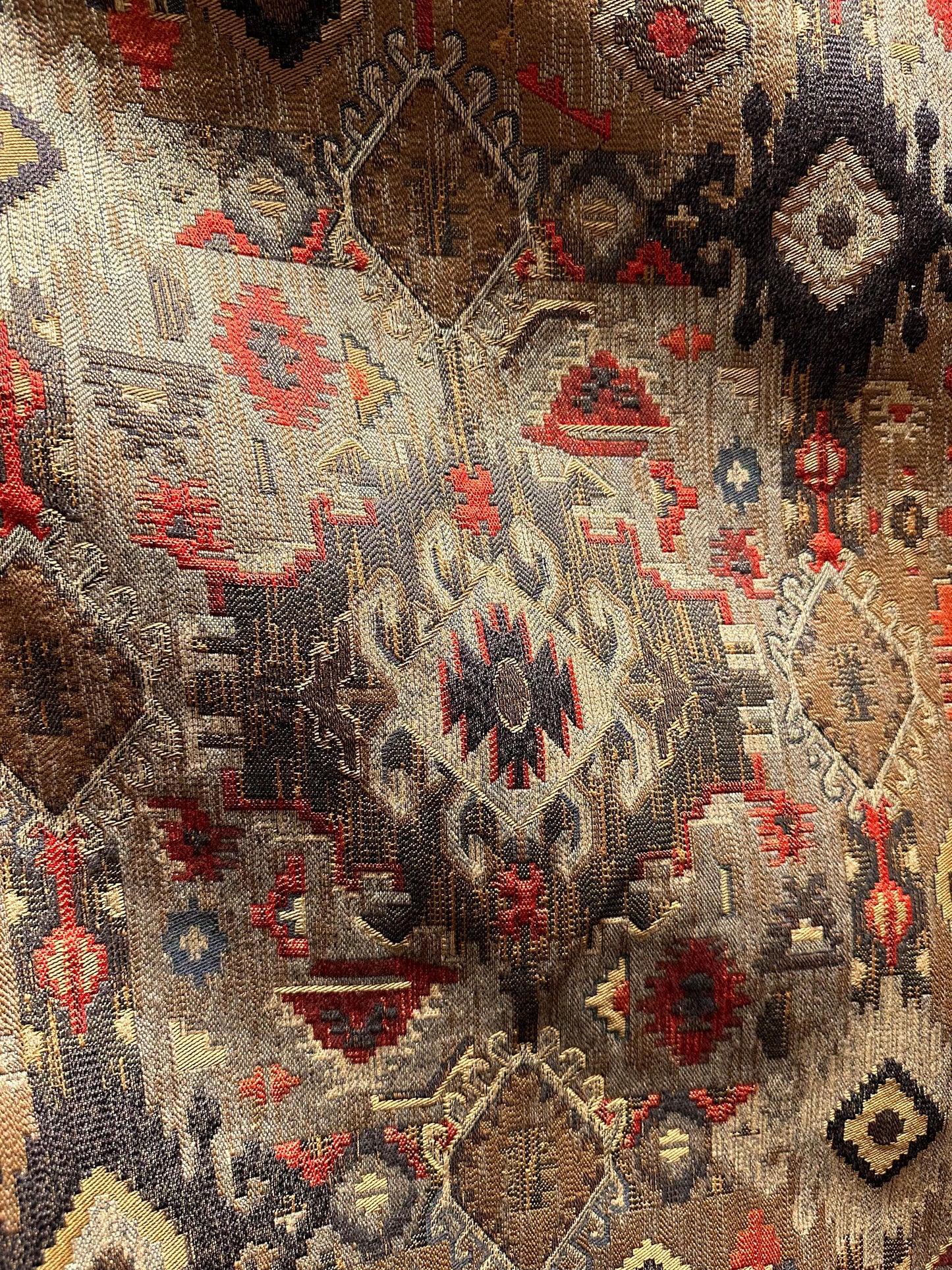 BROWN Multicolor Geometric Chenille Upholstery Brocade Fabric (54 in.) Sold By The Yard