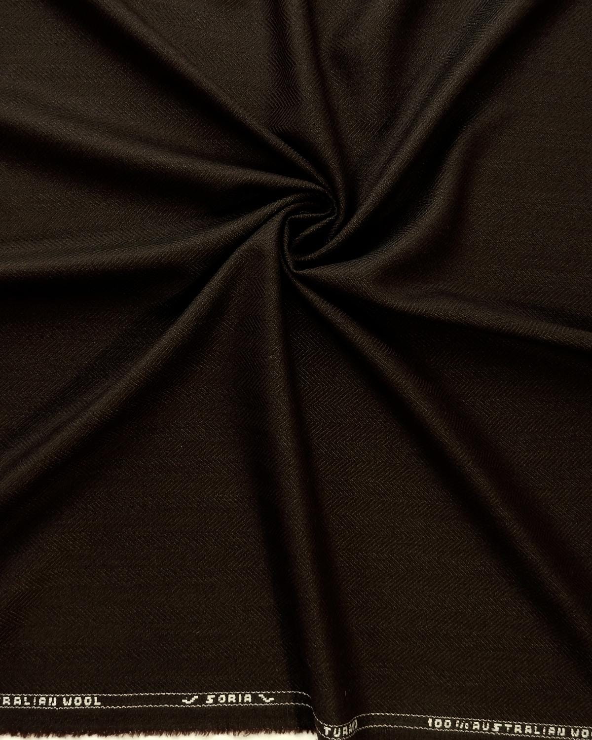 DARK BROWN 100% Australian Worsted Wool Super 100s Suiting Fabric (60 in.) Sold By The Yard