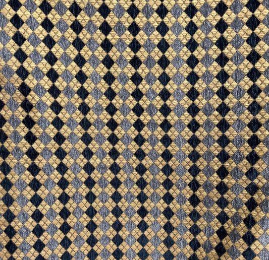 BLUE BEIGE Diamond Chenille Upholstery Brocade Fabric (56 in.) 10 Yards