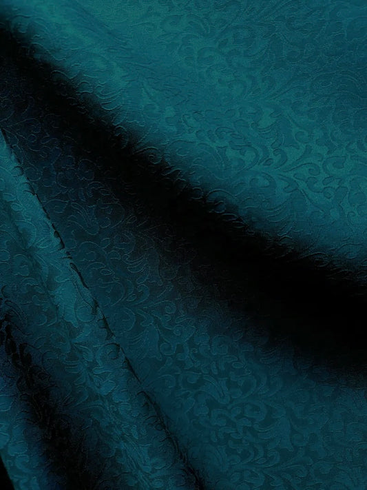 TEAL Floral Brocade Fabric (60 in.) Sold By The Yard