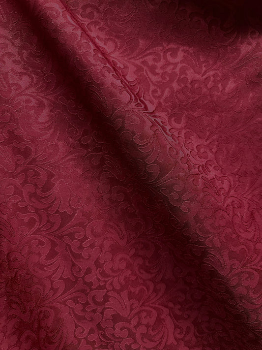 BURGUNDY Floral Brocade Fabric (60 in.) Sold By The Yard