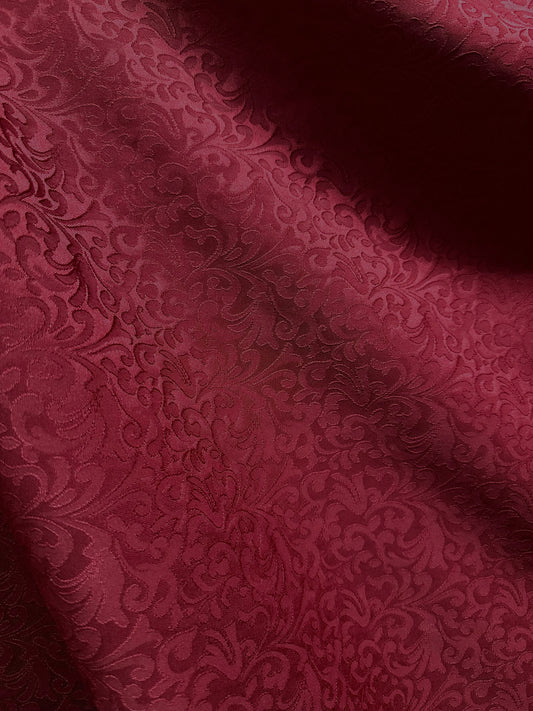 BURGUNDY Floral Brocade Fabric (60 in.) Sold By The Yard