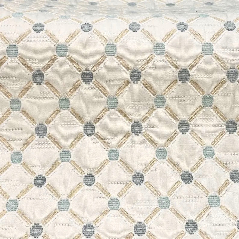 LIGHT BLUE GOLD Diamond Chenille Upholstery Brocade Fabric (56 in.) Sold By The Yard