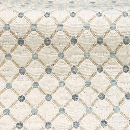 LIGHT BLUE GOLD Diamond Chenille Upholstery Brocade Fabric (56 in.) Sold By The Yard