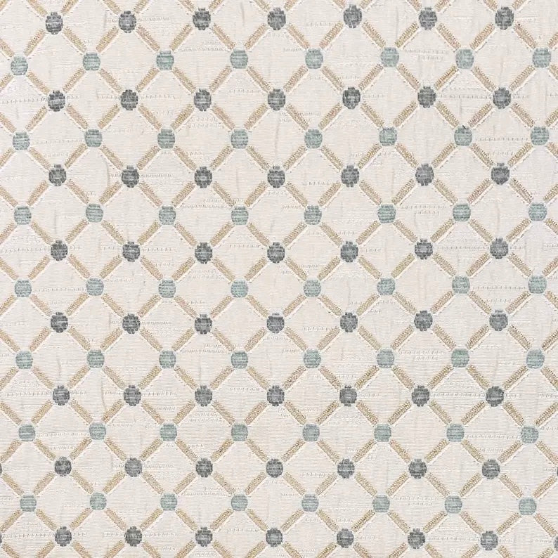 LIGHT BLUE GOLD Diamond Chenille Upholstery Brocade Fabric (56 in.) Sold By The Yard