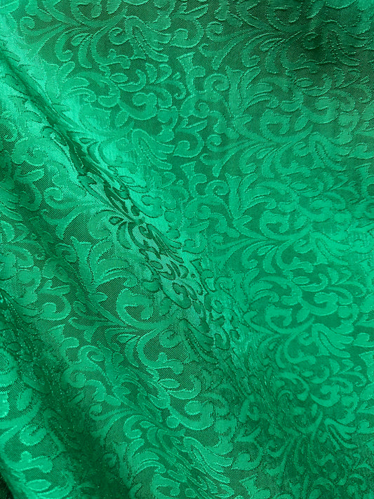 KELLY GREEN Floral Brocade Fabric (60 in.) Sold By The Yard
