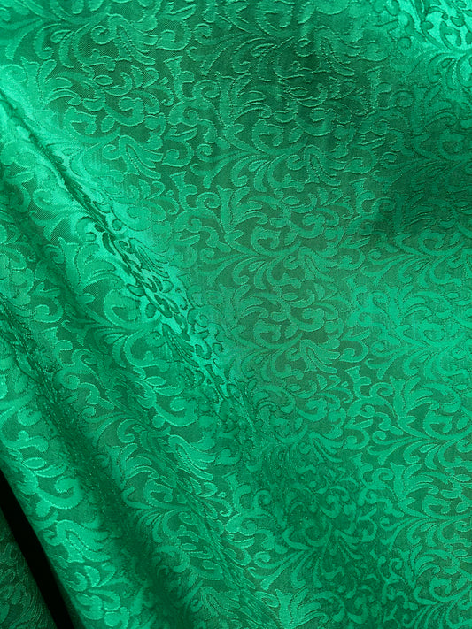 KELLY GREEN Floral Brocade Fabric (60 in.) Sold By The Yard