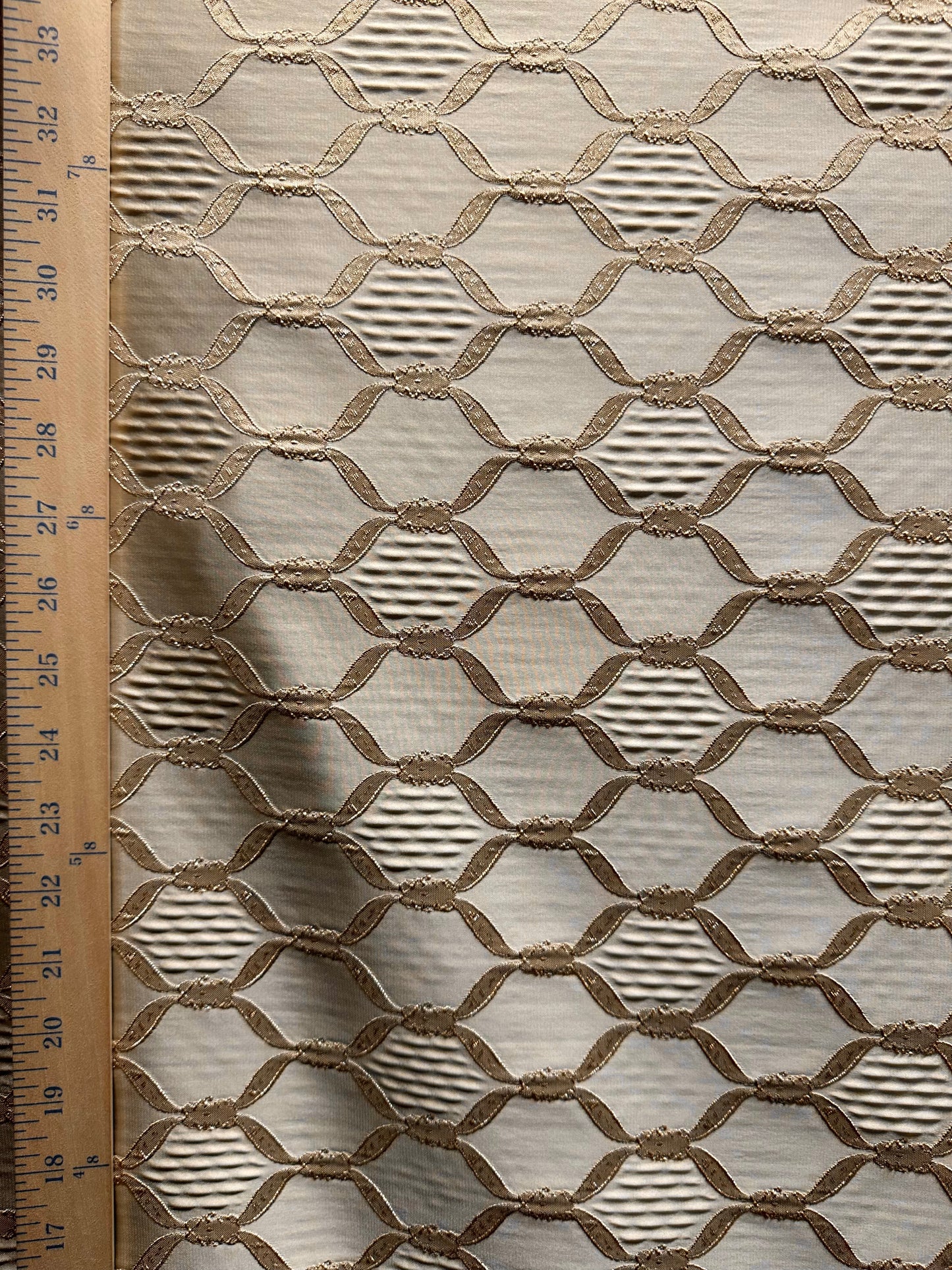 CHAMPAGNE GOLD Diamond Brocade Upholstery Drapery Fabric (54 in.) Sold By The Yard