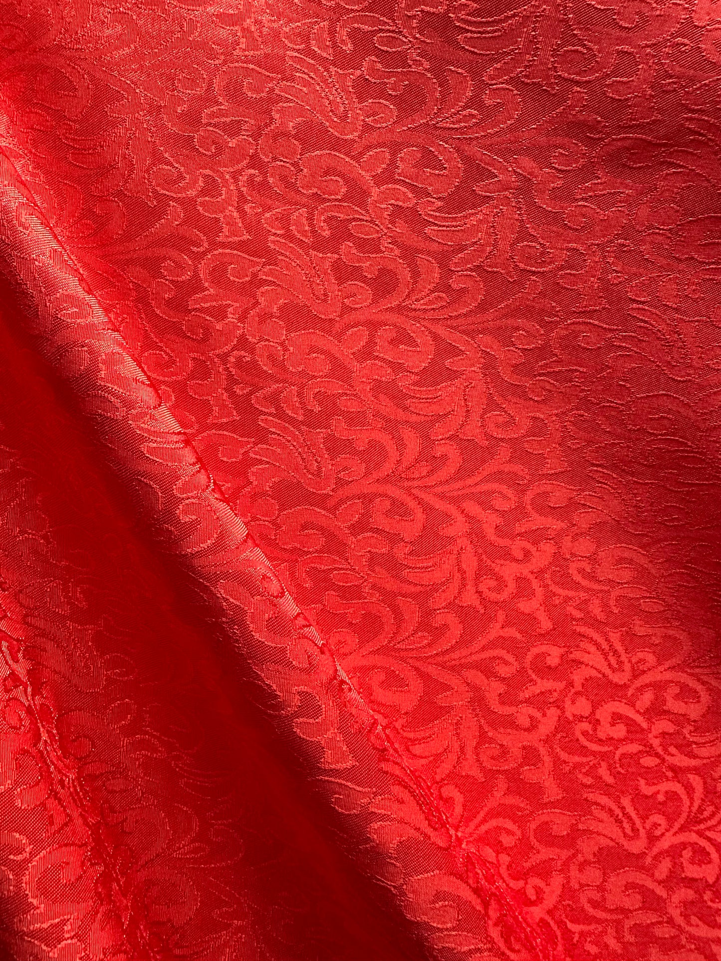 RED Floral Brocade Fabric (60 in.) Sold By The Yard