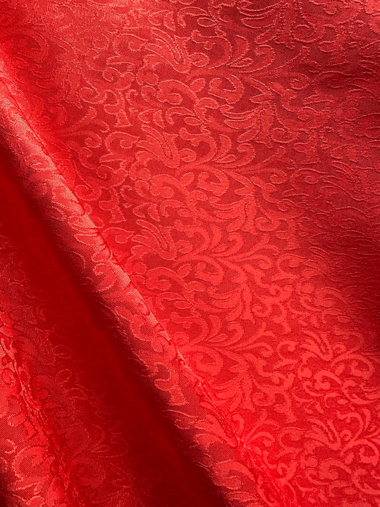 RED Floral Brocade Fabric (60 in.) Sold By The Yard