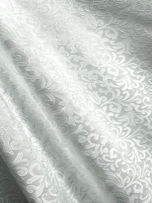 WHITE Floral Brocade Fabric (60 in.) Sold By The Yard