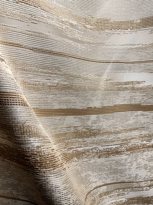 BEIGE GOLD Embroidered Brocade Upholstery Drapery Fabric (56 in.) Sold By The Yard