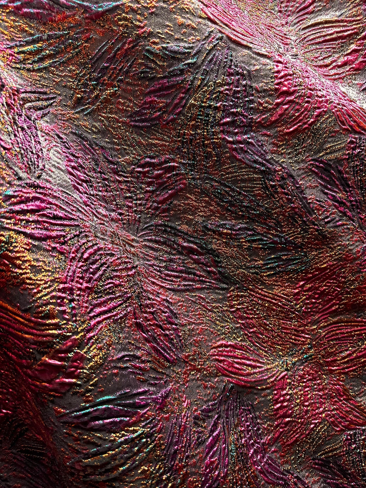 FUCHSIA PINK BLUE Floral Metallic Brocade Fabric (60 in.) Sold By The Yard