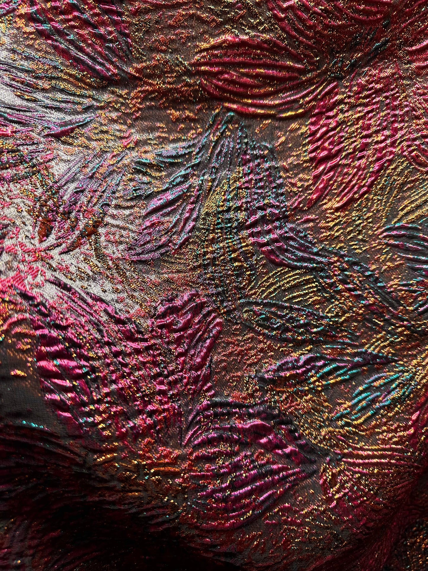 FUCHSIA PINK BLUE Floral Metallic Brocade Fabric (60 in.) Sold By The Yard