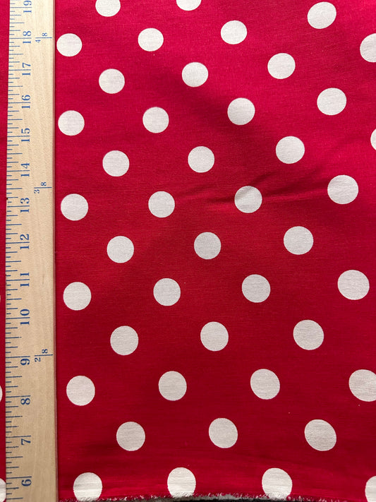 Red White Large Polka Dot 100% Cotton Fabric (45 in.) Sold By The Yard