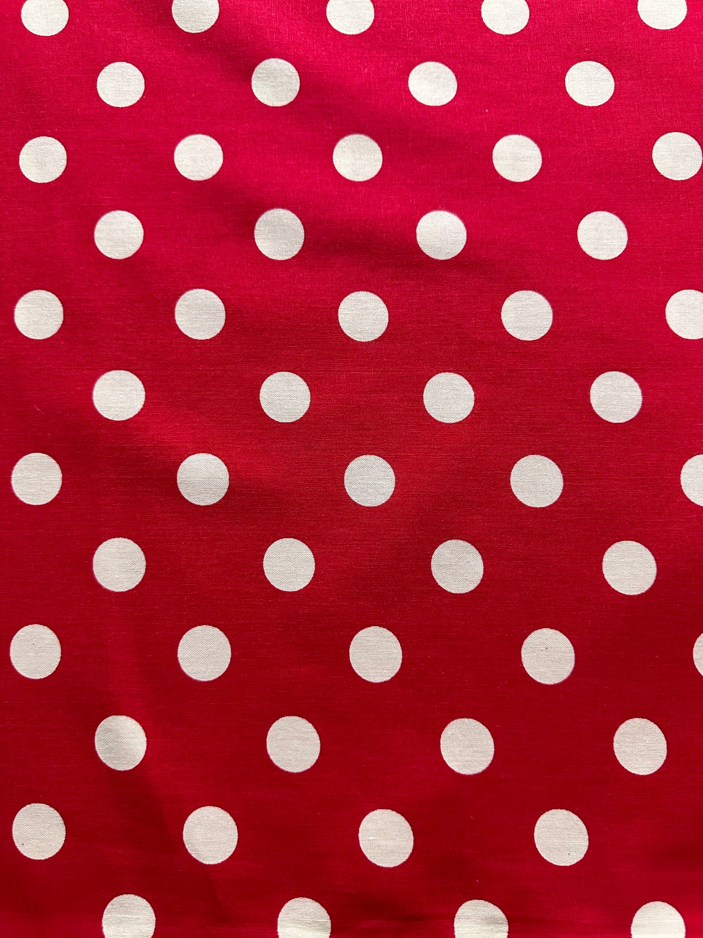 Red White Large Polka Dot 100% Cotton Fabric (45 in.) Sold By The Yard