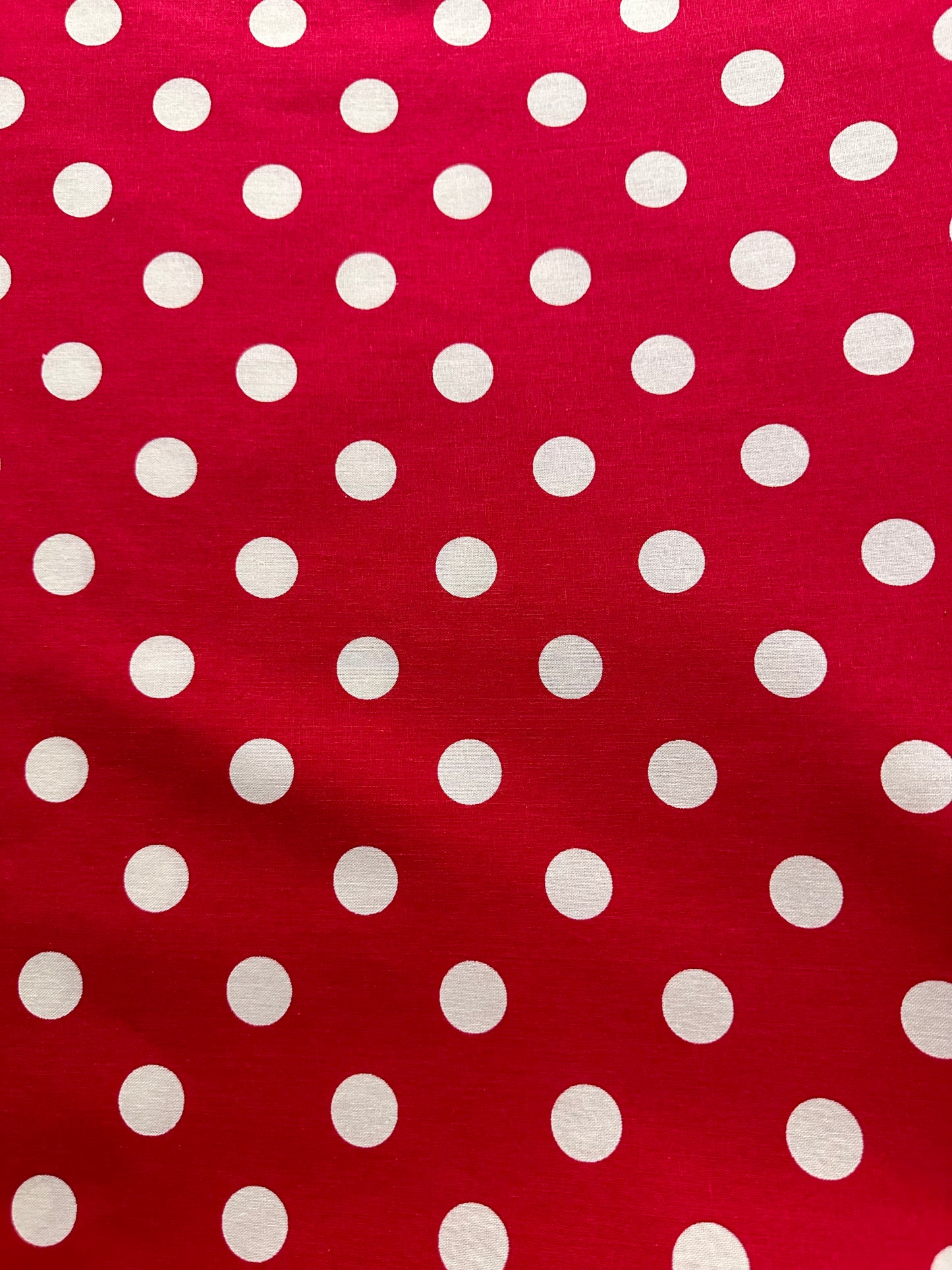 Red White Large Polka Dot 100% Cotton Fabric (45 in.) Sold By The Yard