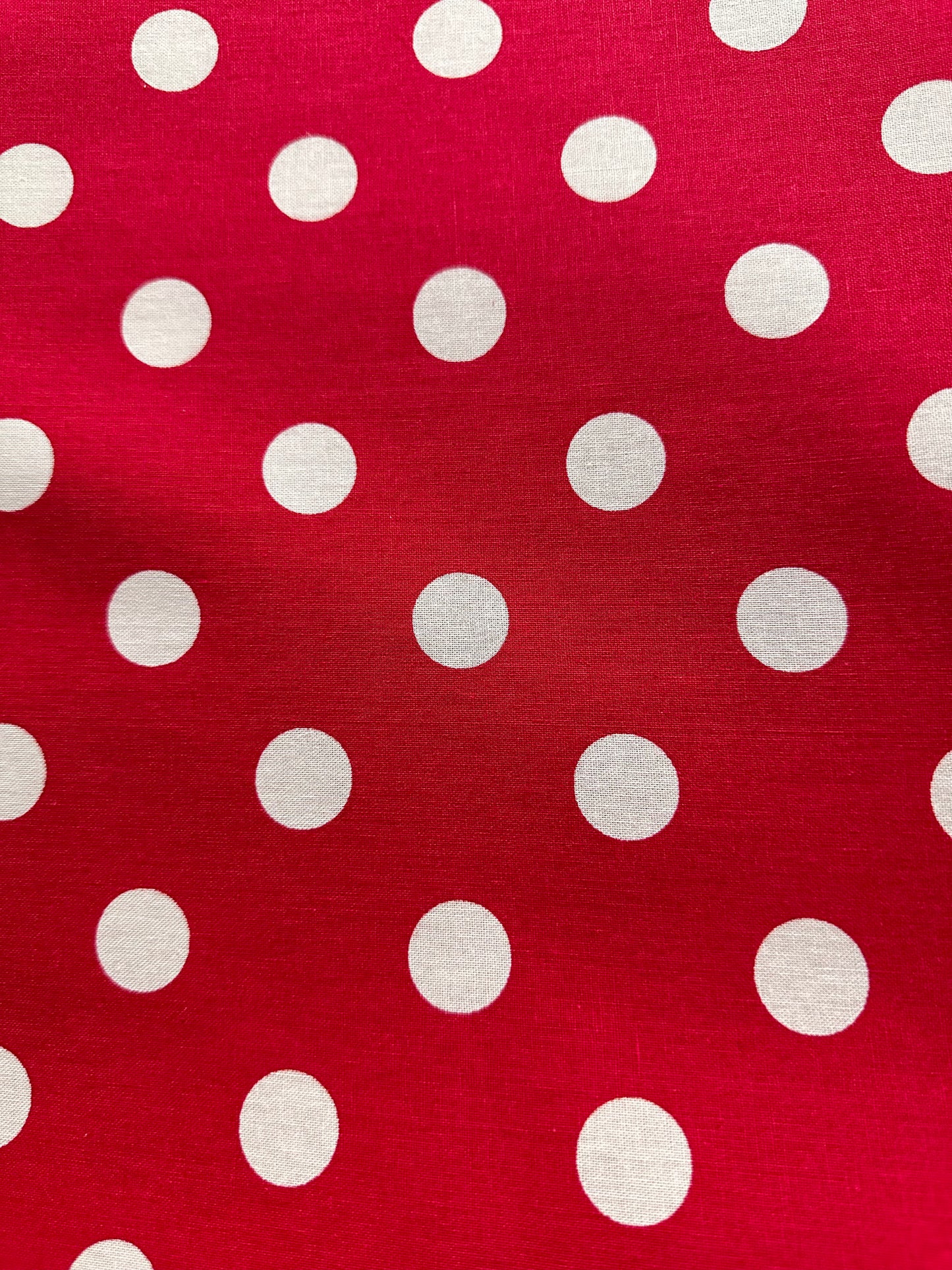 Red White Large Polka Dot 100% Cotton Fabric (45 in.) Sold By The Yard
