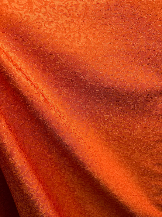 ORANGE Floral Brocade Fabric (60 in.) Sold By The Yard