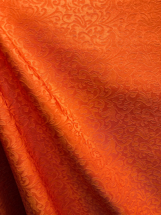 ORANGE Floral Brocade Fabric (60 in.) Sold By The Yard