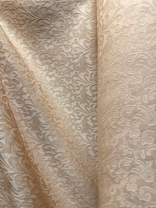 BEIGE Floral Brocade Fabric (60 in.) Sold By The Yard