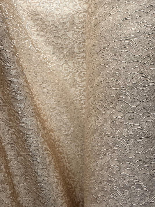 BEIGE Floral Brocade Fabric (60 in.) Sold By The Yard