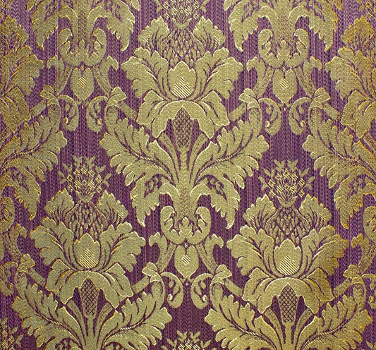 DARK LILAC GOLD Damask Jacquard Brocade Flower Floral Fabric (110 in.) Sold By The Yard