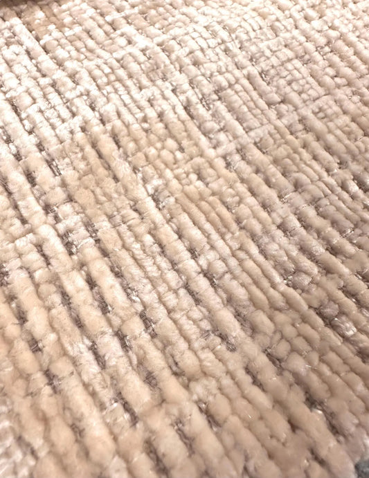 LIGHT BEIGE Soft Textured Chenille Velvet Upholstery Fabric (56 in.) Sold By The Yard