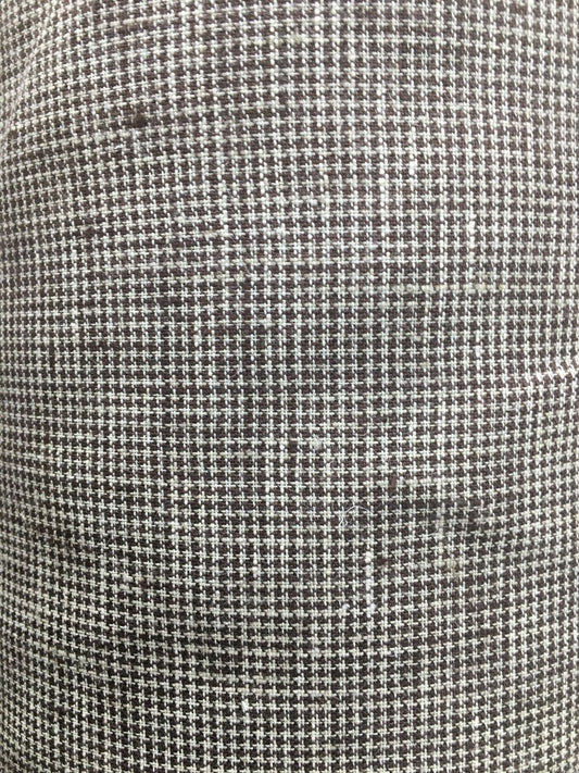 DARK BROWN IVORY Houndstooth 100% Linen Fabric (60 in.) 20 Yards
