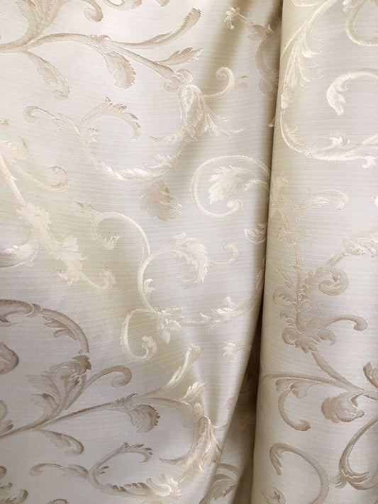 CHAMPAGNE Brocade Flower Floral Upholstery Drapery Fabric (110 in.) Sold By The Yard