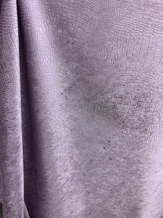 LILAC Alligator Crocodile Embossed Chenille Velvet Fabric (56 in.) Sold By The Yard