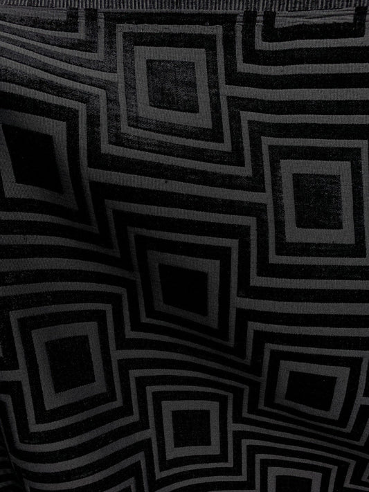 BLACK Geometric Chenille Upholstery Brocade Fabric (54 in.) Sold By The Yard