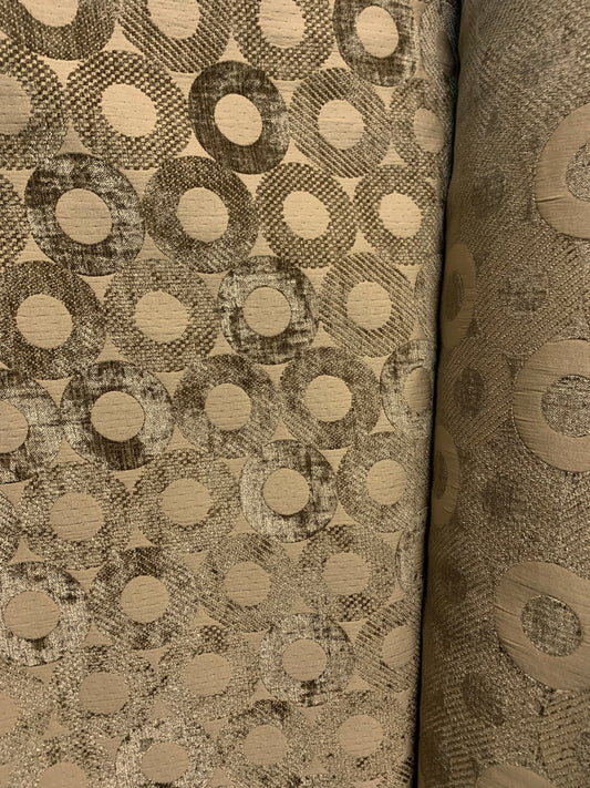 BROWN Geometric Chenille Upholstery Brocade Fabric (54 in.) Sold By The Yard