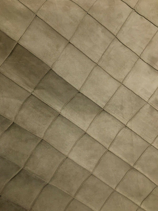 BEIGE Diamond Embroidered Faux Suede Upholstery Drapery Fabric (54 in.) Sold By The Yard