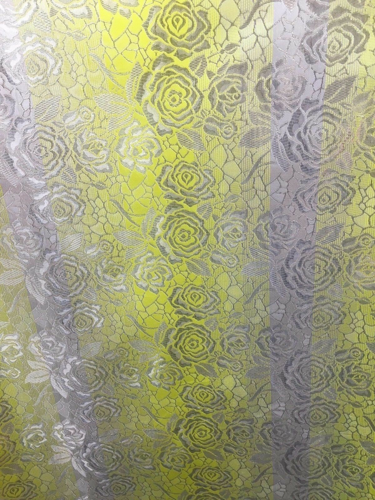 YELLOW IVORY GOLD Metallic Floral Brocade Fabric (60 in.) Sold By The Yard