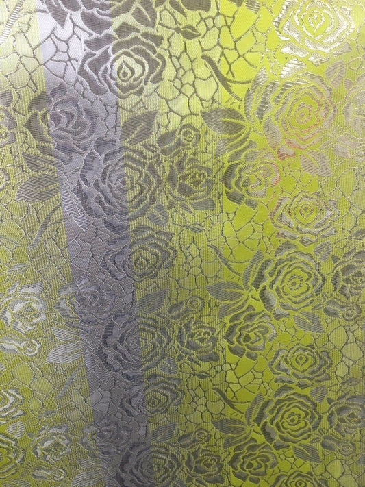 YELLOW IVORY GOLD Metallic Floral Brocade Fabric (60 in.) Sold By The Yard