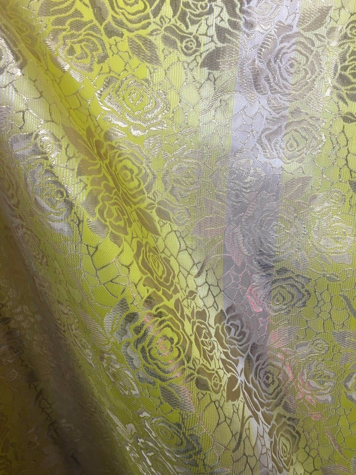 YELLOW IVORY GOLD Metallic Floral Brocade Fabric (60 in.) Sold By The Yard
