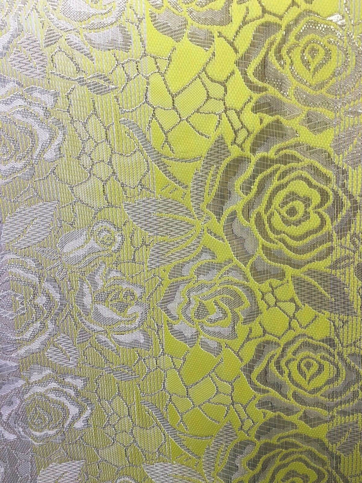 YELLOW IVORY GOLD Metallic Floral Brocade Fabric (60 in.) Sold By The Yard