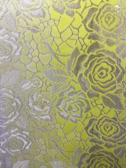 YELLOW IVORY GOLD Metallic Floral Brocade Fabric (60 in.) Sold By The Yard