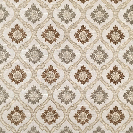 BEIGE BROWN Floral Trellis Chenille Upholstery Brocade Fabric (56 in.) Sold By The Yard