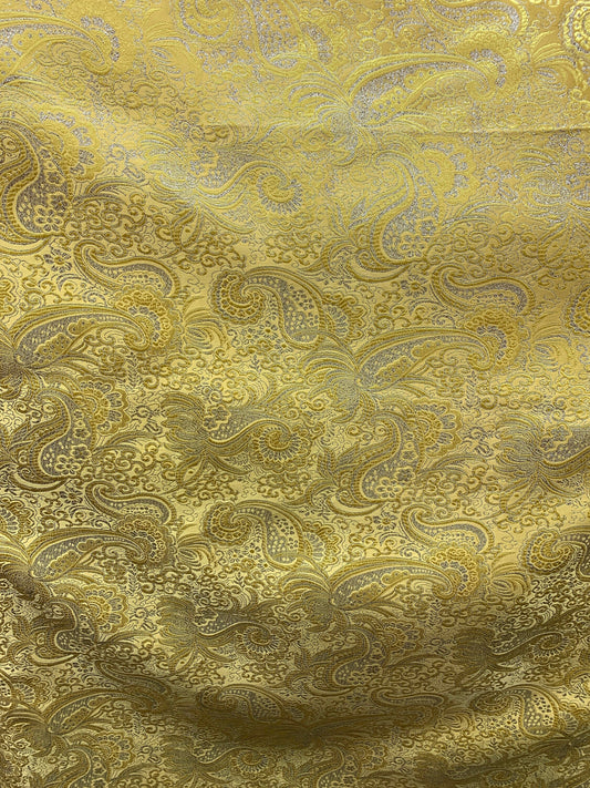 GOLD SILVER Metallic Paisley Brocade Fabric (60 in.) Sold By The Yard