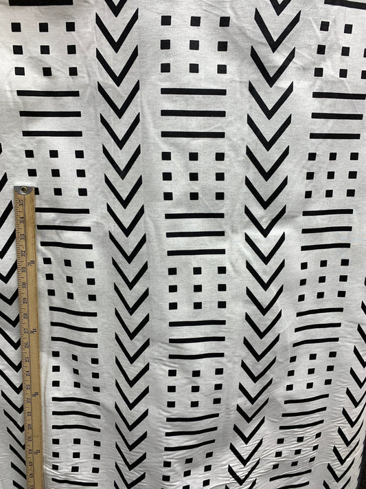 WHITE BLACK African Wax Print Fabric 100% Cotton (45 in.) Sold By The Yard