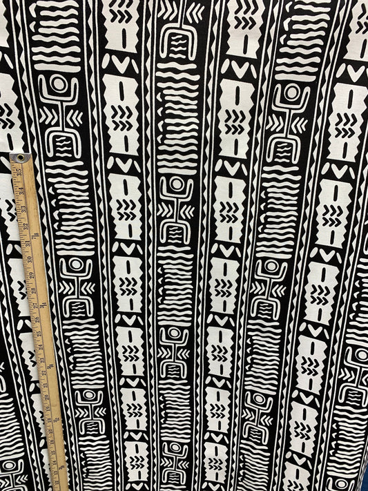 BLACK WHITE African Wax Print Fabric 100% Cotton (45 in.) Sold By The Yard