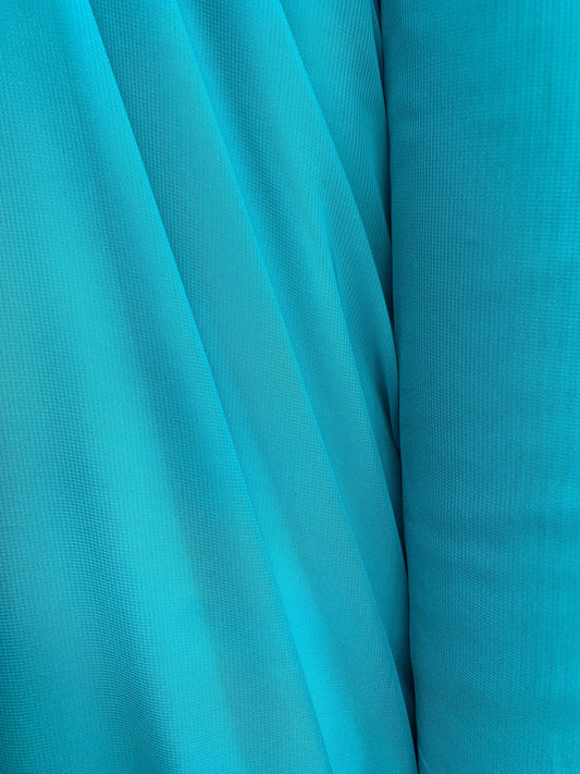 TURQUOISE BLUE Sheer Solid Polyester Chiffon Fabric (60 in.) Sold By The Yard